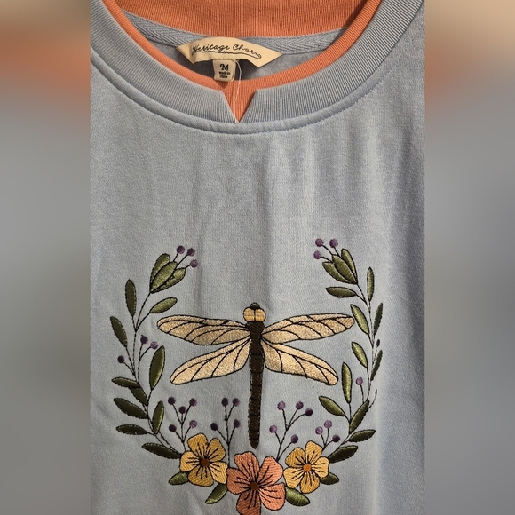 Heritage Light Blue Dragonfly Floral Sweater - Picture 3 of 4